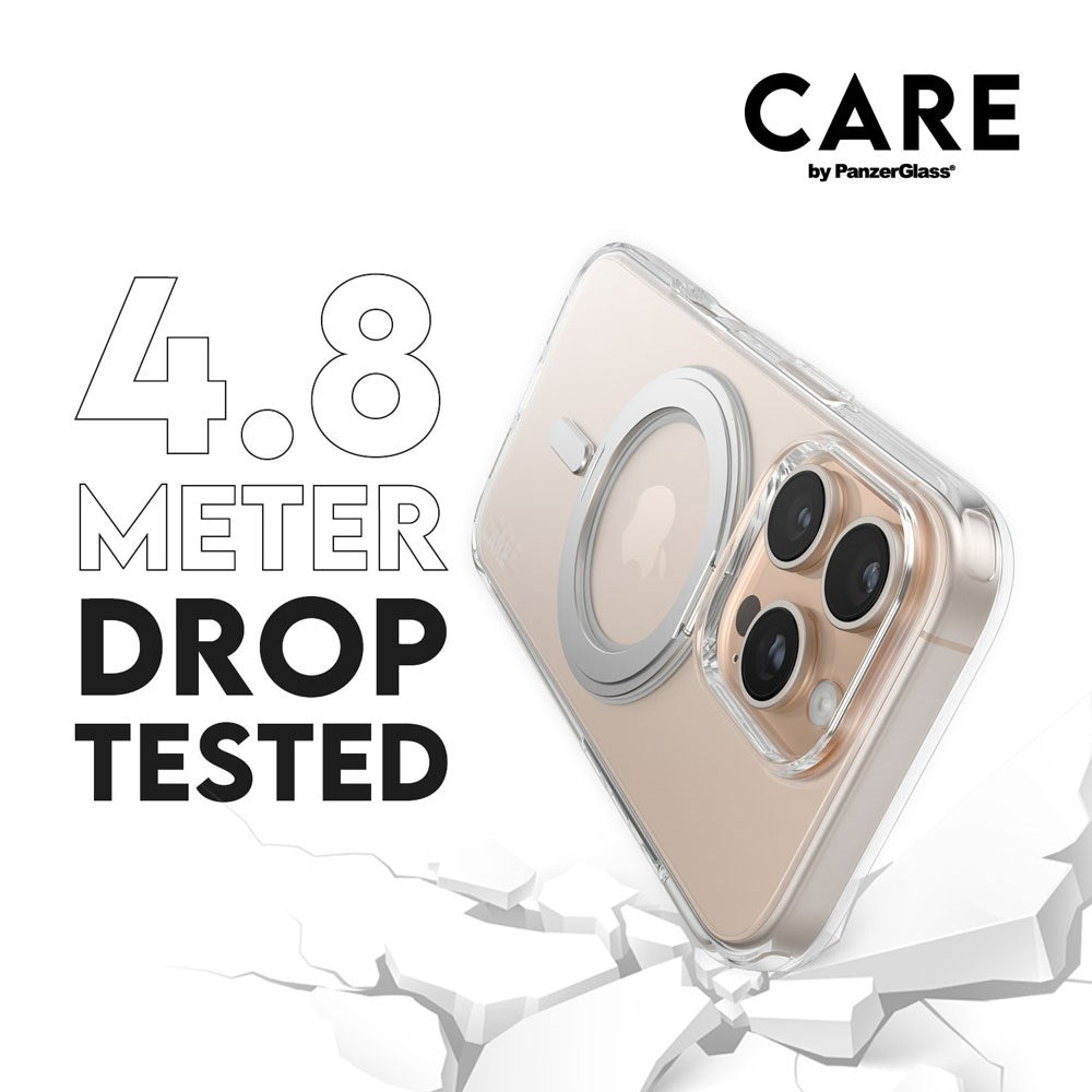 CARE by PanzerGlass iPhone 16 Pro Feature Kickstand Case - MagSafe Kompatibel - Transparent / Silver