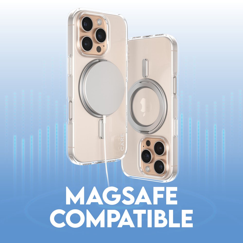 CARE by PanzerGlass iPhone 16 Pro Feature Kickstand Case - MagSafe Kompatibel - Transparent / Silver