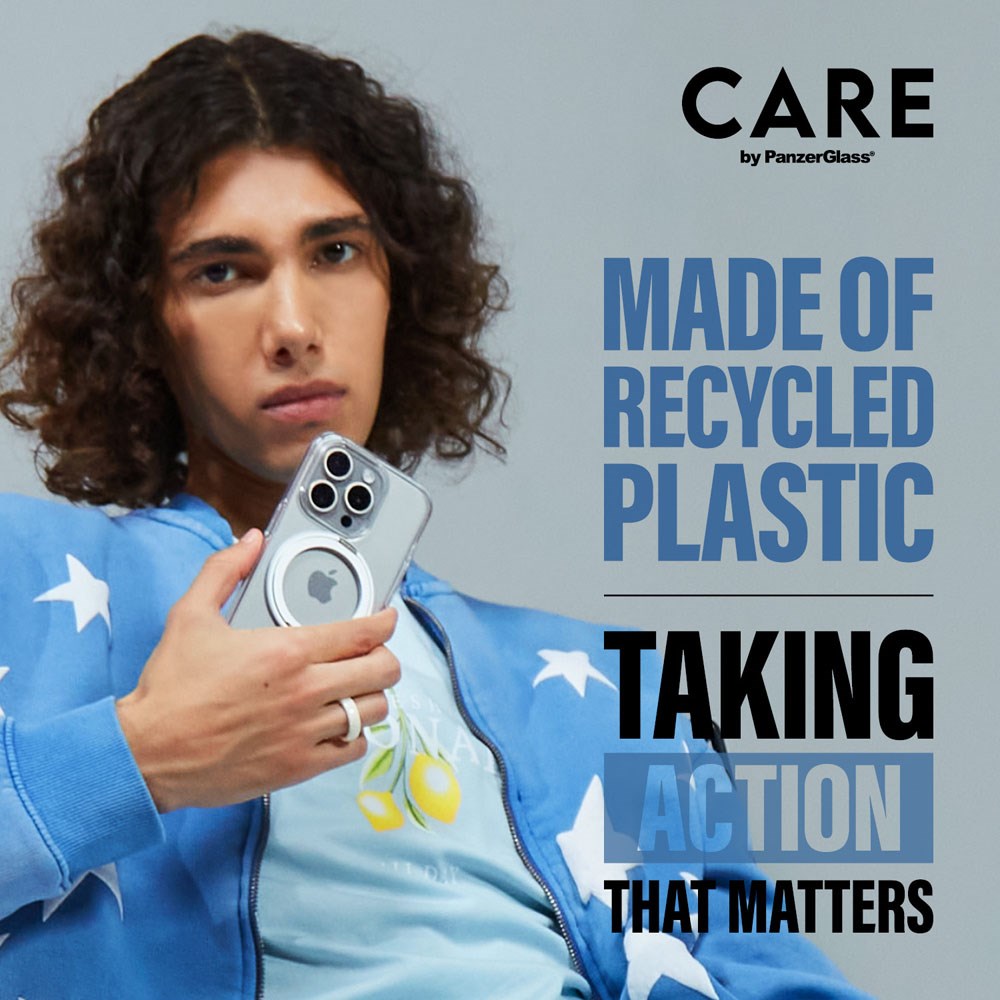 CARE by PanzerGlass iPhone 16 Plus Feature Kickstand Case - MagSafe Kompatibel - Transparent / Silver