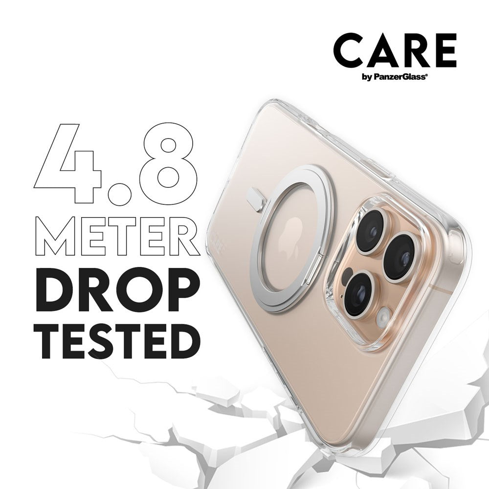 CARE by PanzerGlass iPhone 16 Pro Max Feature Kickstand Case - MagSafe Kompatibel - Transparent / Silver