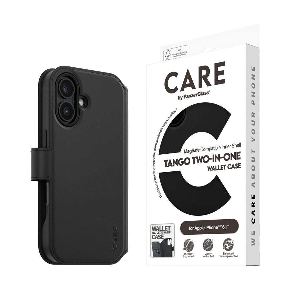 CARE by PanzerGlass iPhone 16 Feature Tango 2-in-1 Cover m. Pung - Sort