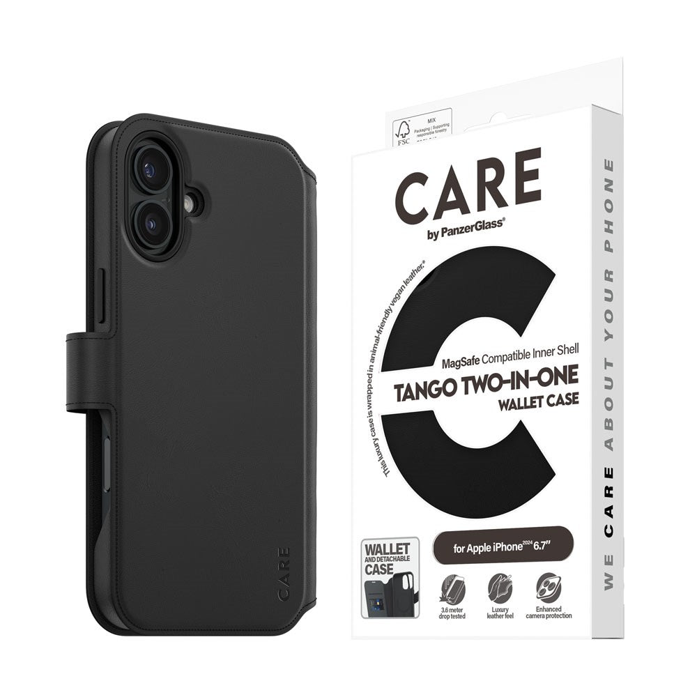 CARE by PanzerGlass iPhone 16 Plus Feature Tango 2-in-1 Cover m. Pung - Sort