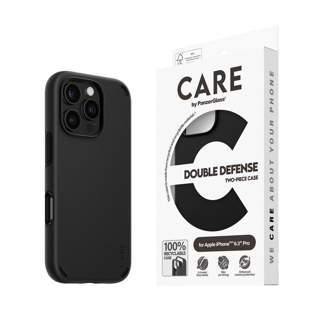 CARE by PanzerGlass iPhone 16 Pro Feature Double Defence Cover - Sort