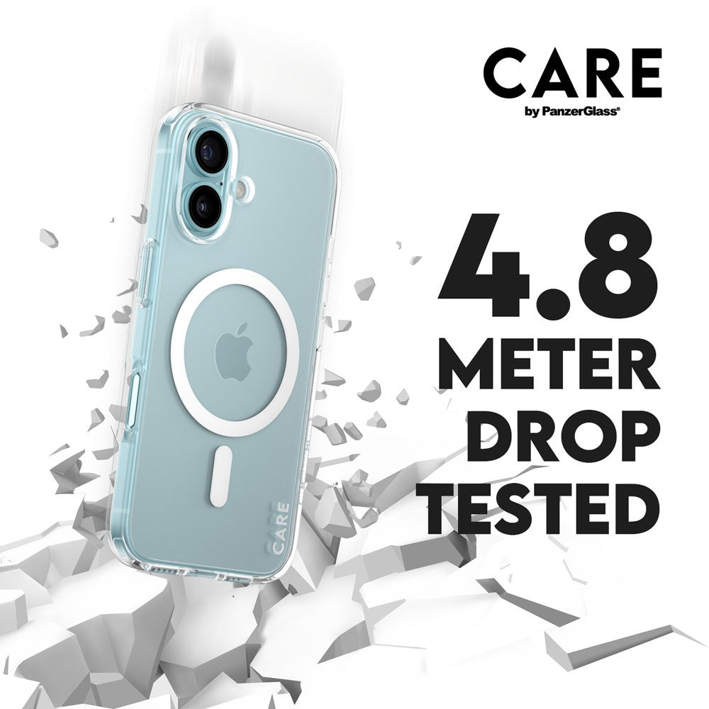 CARE by PanzerGlass iPhone 16 FLAGSHIP Urban Combat Case - MagSafe Kompatibel - Transparent / White