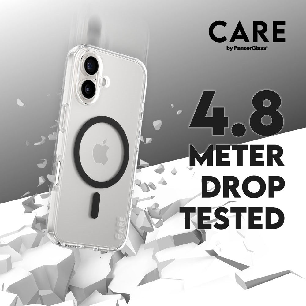 CARE by PanzerGlass iPhone 16 FLAGSHIP Urban Combat Case - MagSafe Kompatibel - Transparent / Black