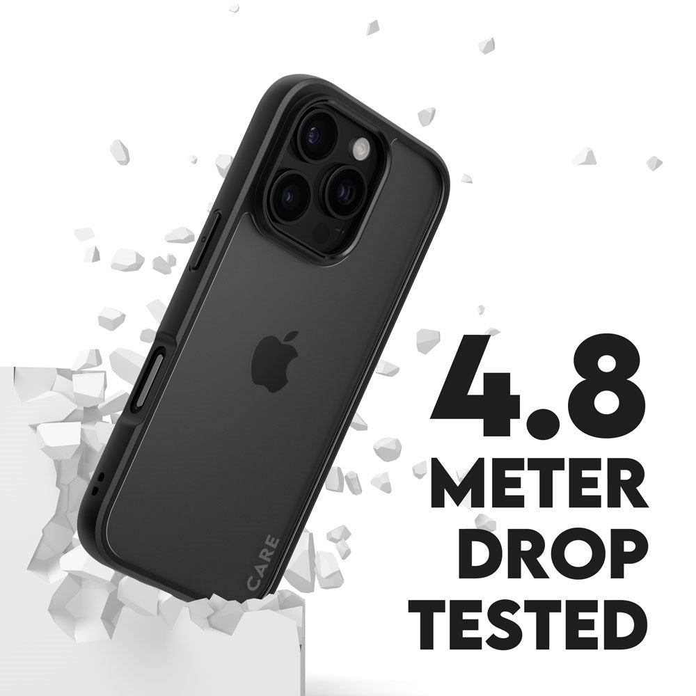 CARE by PanzerGlass iPhone 16 Pro FLAGSHIP Urban Combat Case - Transparent / Black Frame