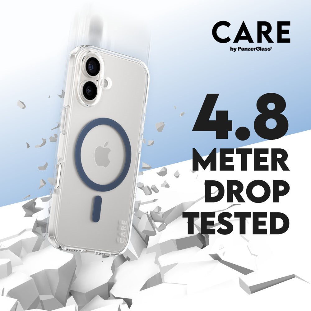 CARE by PanzerGlass iPhone 16 FLAGSHIP Urban Combat Case - MagSafe Kompatibel - Transparent / Coronet Blue
