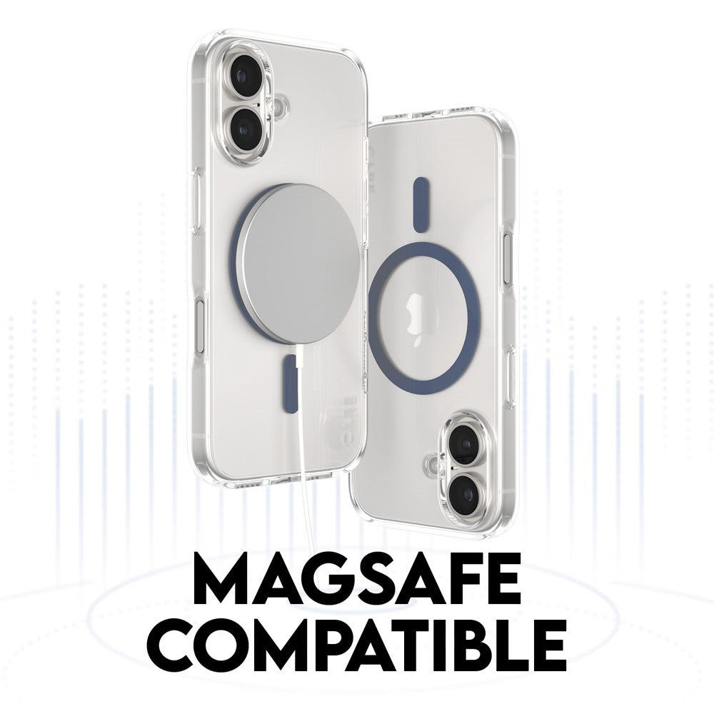 CARE by PanzerGlass iPhone 16 FLAGSHIP Urban Combat Case - MagSafe Kompatibel - Transparent / Coronet Blue