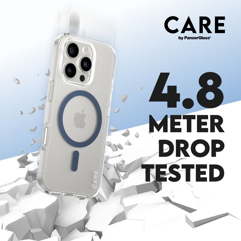 CARE by PanzerGlass iPhone 16 Pro FLAGSHIP Urban Combat Case - MagSafe Kompatibel - Transparent / Coronet Blue