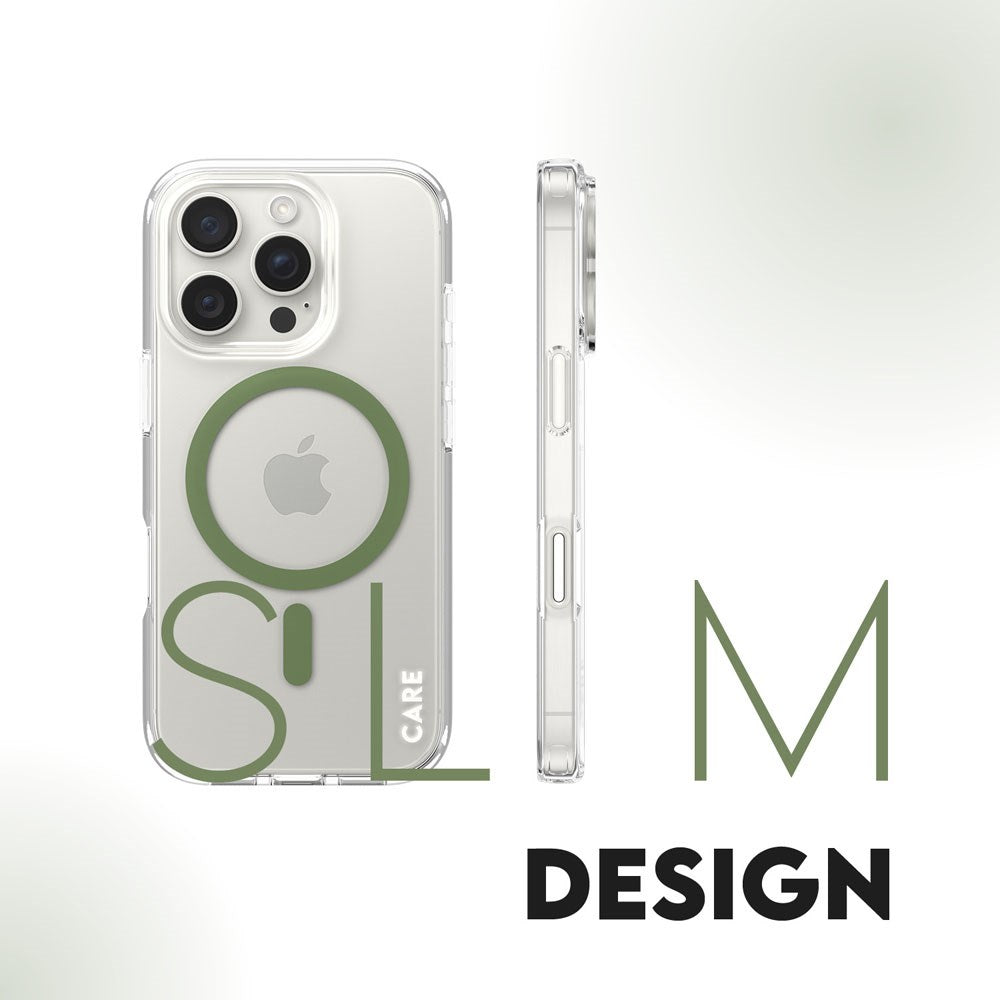 CARE by PanzerGlass iPhone 16 Pro FLAGSHIP Urban Combat Case - MagSafe Kompatibel - Transparent / Piquant Green