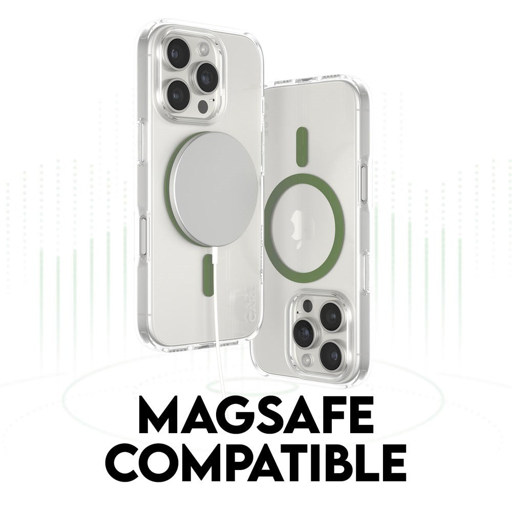 CARE by PanzerGlass iPhone 16 Pro FLAGSHIP Urban Combat Case - MagSafe Kompatibel - Transparent / Piquant Green