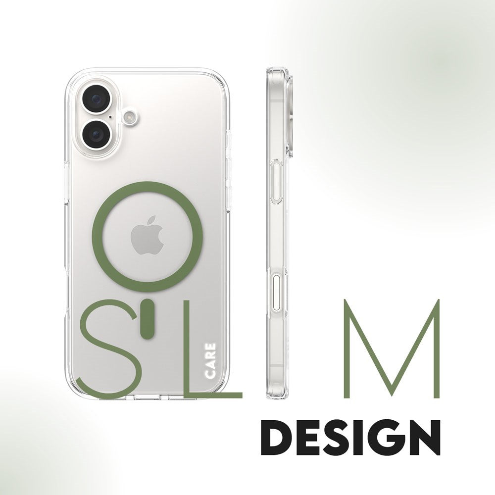 CARE by PanzerGlass iPhone 16 Plus FLAGSHIP Urban Combat Case - MagSafe Kompatibel - Transparent / Piquant Green