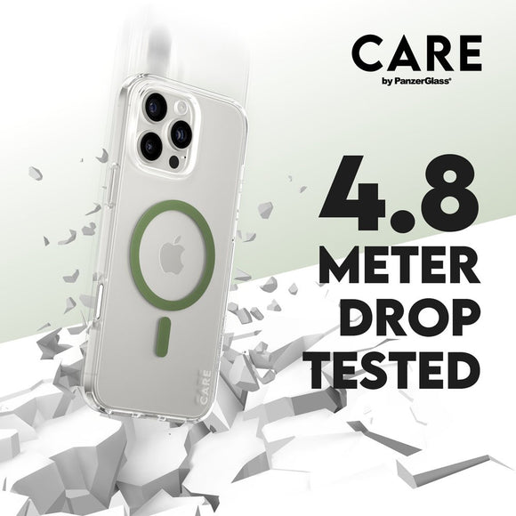 CARE by PanzerGlass iPhone 16 Pro Max FLAGSHIP Urban Combat Case - MagSafe Kompatibel - Transparent / Piquant Green