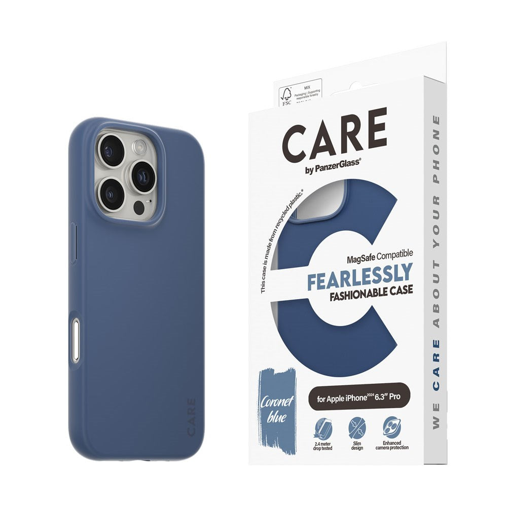 CARE by PanzerGlass iPhone 16 Pro FASHION Fearlessly Fashionable Case - MagSafe Kompatibel - Coronet Blue