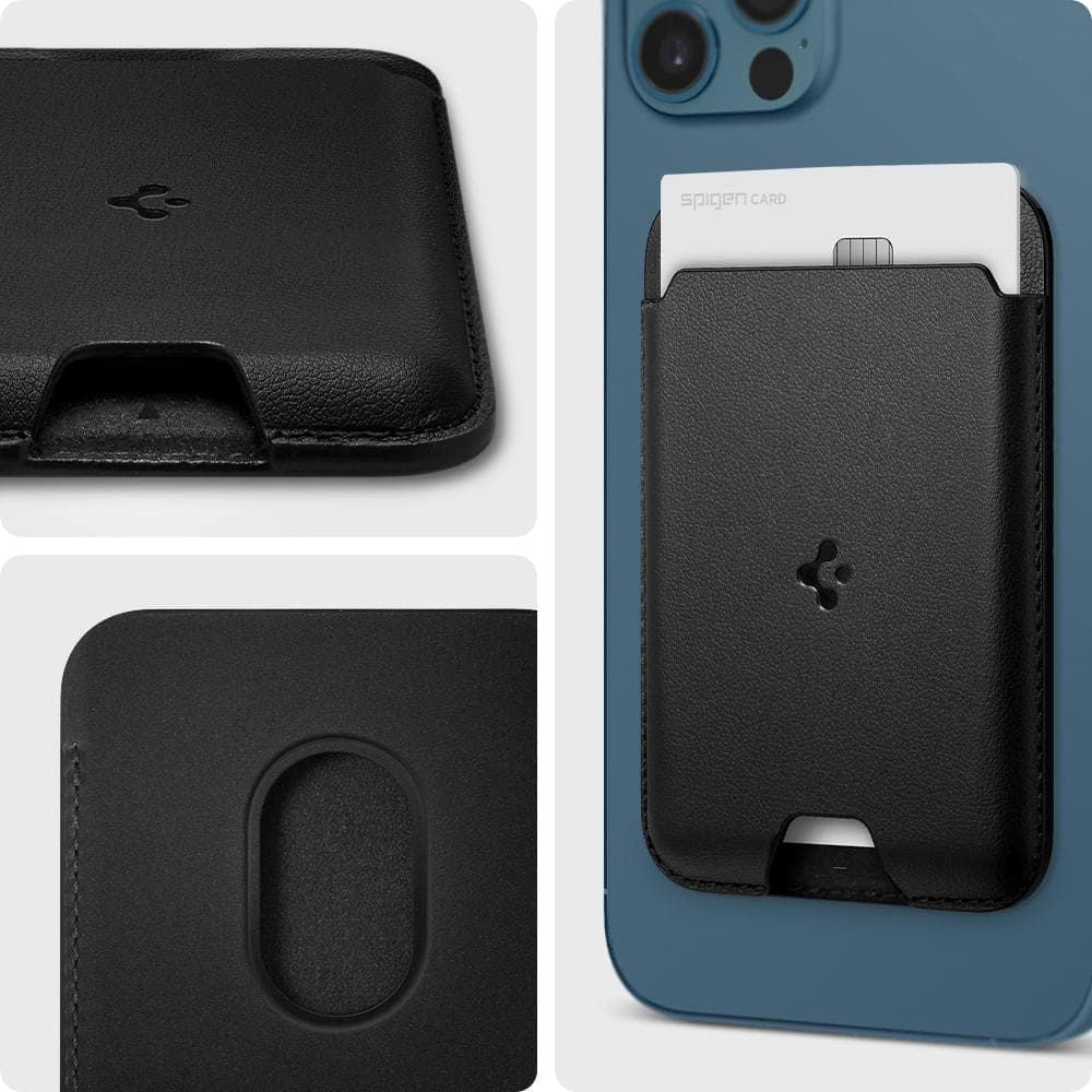Spigen Valentinus Magnetisk Kortholder - MagSafe Kompatibel - Sort
