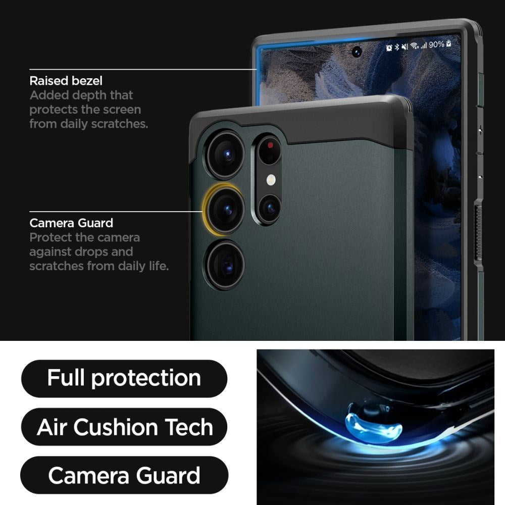 Samsung Galaxy S23 UItra Spigen Tough Armor Cover m. Kickstand - Sort