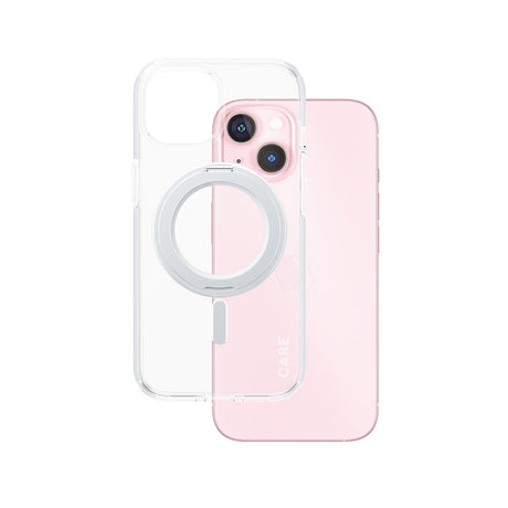CARE by PanzerGlass iPhone 15 Feature Kickstand Case - MagSafe Kompatibel - Transparent / Silver
