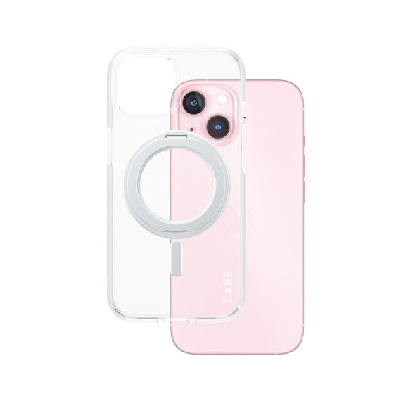 CARE by PanzerGlass iPhone 15 Feature Kickstand Case - MagSafe Kompatibel - Transparent / Silver