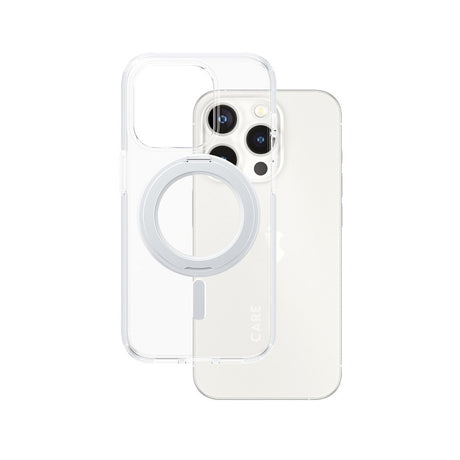CARE by PanzerGlass iPhone 15 Pro Feature Kickstand Case - MagSafe Kompatibel - Transparent / Silver