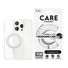 CARE by PanzerGlass iPhone 15 Pro Feature Kickstand Case - MagSafe Kompatibel - Transparent / Silver