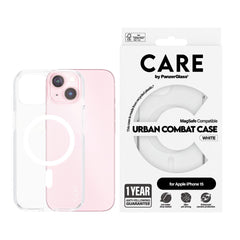 CARE by PanzerGlass iPhone 15 FLAGSHIP Urban Combat Case - MagSafe Kompatibel - Transparent / White