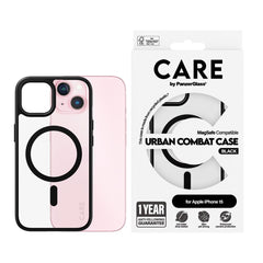 CARE by PanzerGlass iPhone 15 FLAGSHIP Urban Combat Case - MagSafe Kompatibel - Transparent / Black