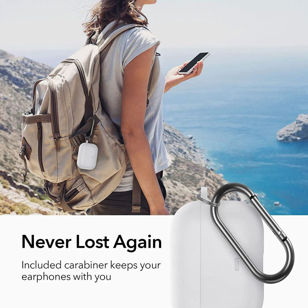 ESR Bounce Apple Airpods (3. gen.) Silikone Cover m. Karabinhage - Hvid