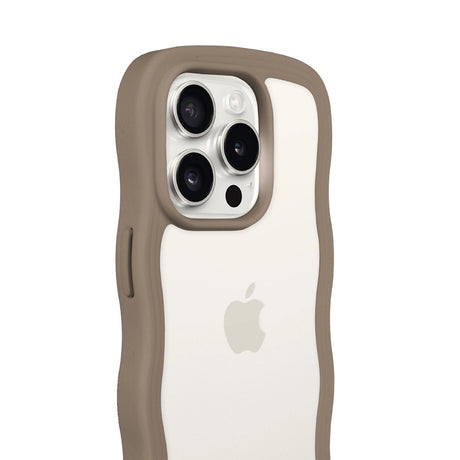 Holdit iPhone 15 Pro Wavy Case - Mocha Brown / Transparent