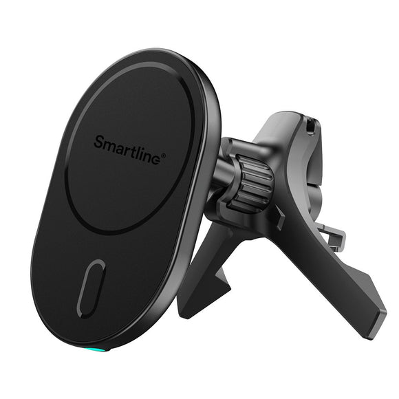 Smartline Magnetisk Mobilholder til Bil m. 15W Trådløs Opladning - MagSafe - Kompatibel - Sort