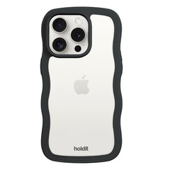 Holdit iPhone 15 Pro Wavy Case - Black / Transparent