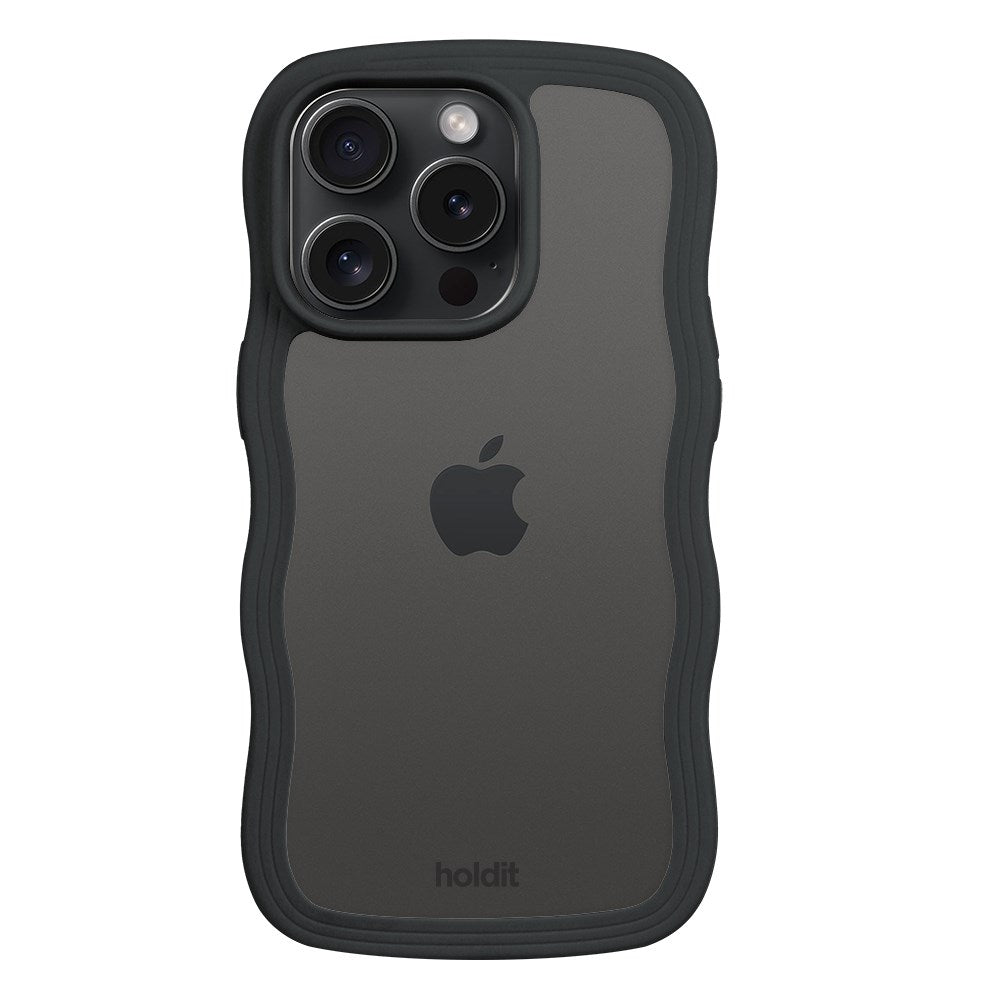 Holdit iPhone 14 Pro Wavy Case - Black / Transparent