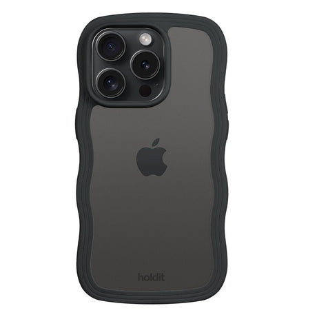 Holdit iPhone 15 Pro Wavy Case - Black / Transparent