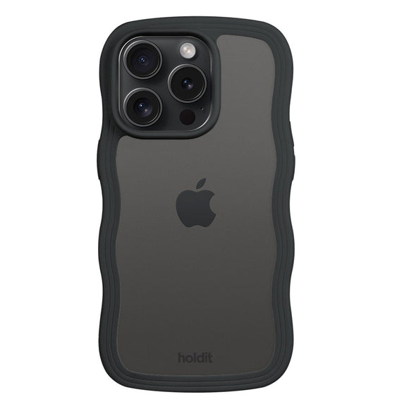 Holdit iPhone 15 Pro Wavy Case - Black / Transparent