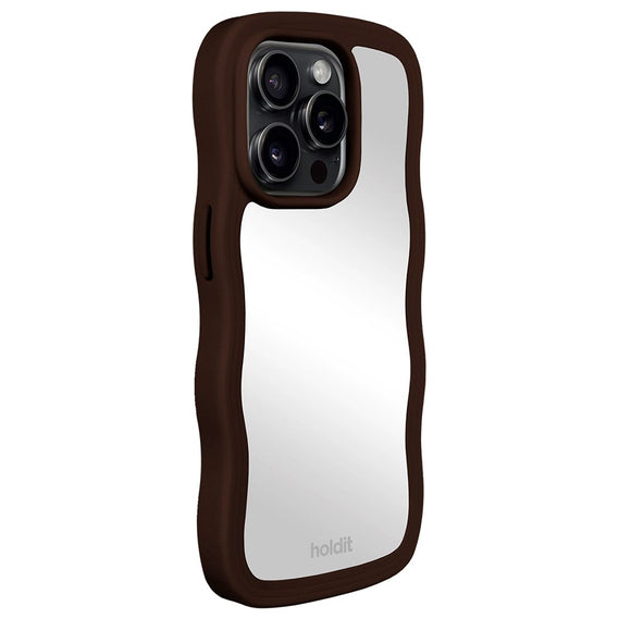 Holdit iPhone 14 Pro Max Wavy Case - Chocolate / Mirror