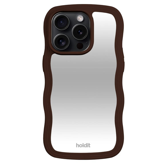 Holdit iPhone 15 Pro Max Wavy Case - Chocolate / Mirror