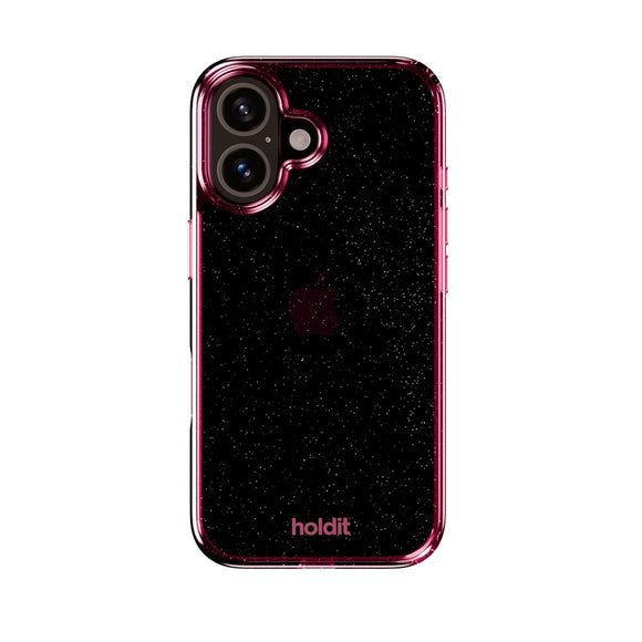 Holdit iPhone 16 Glitter Case - Lyserød