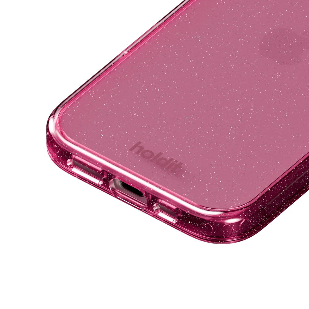 Holdit iPhone 16 Glitter Case - Lyserød