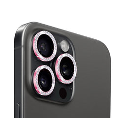 Holdit iPhone 15 Pro / 15 Pro Max Kameralinsebeskyttelse - Glitter / Lyserød