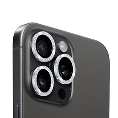 Holdit iPhone 15 Pro / 15 Pro Max Kameralinsebeskyttelse - Glitter / Sølv