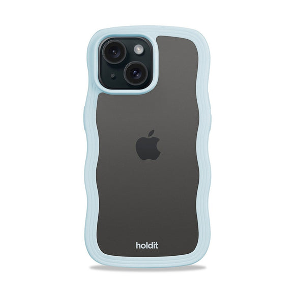 Holdit iPhone 15 / 14 / 13 Wavy Cover - Mineral Blue / Transparent