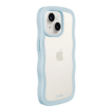 Holdit iPhone 15 / 14 / 13 Wavy Cover - Mineral Blue / Transparent