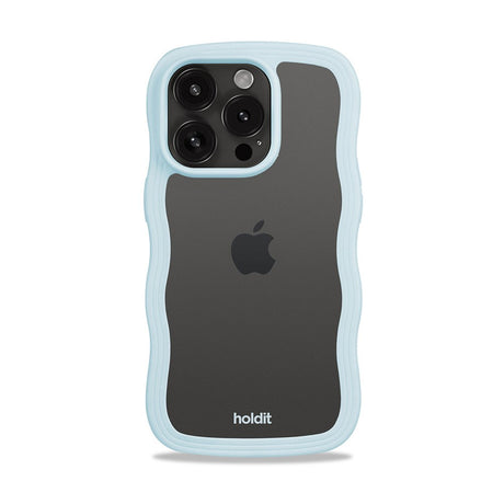 Holdit iPhone 15 Pro Max Wavy Cover - Mineral Blue / Transparent