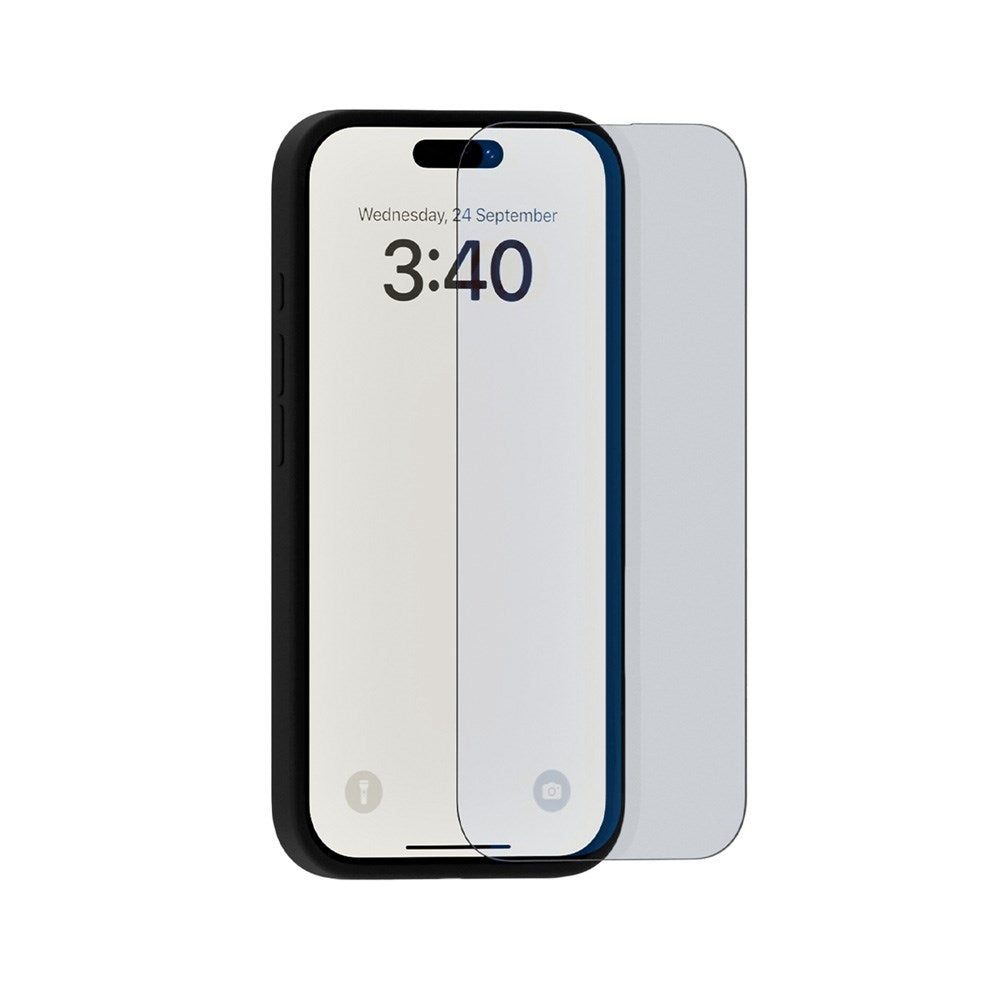 iPhone 16 / 15 / 15 Pro Holdit Hærdet Glas Skærmbeskyttelse - Case Friendly - Gennemsigtig