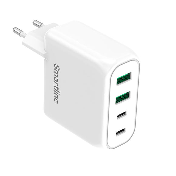 Smaraline Smartline 100W Vægoplader PD (Power Delivery) 2 x USB-C 2 x USB-A - Hv