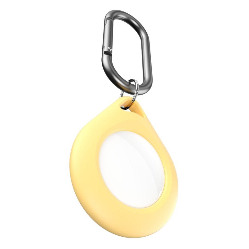 KeyBudz AirTag 1. & 2. Gen. Nøglering m. Karabinhage - Secure Dock - 2 Pack - Silikone - Gul