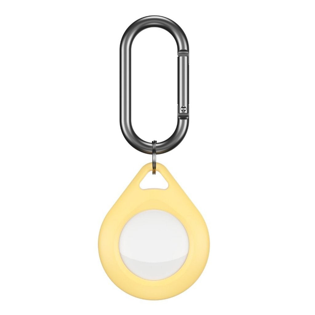 KeyBudz AirTag 1. & 2. Gen. Nøglering m. Karabinhage - Secure Dock - 2 Pack - Silikone - Gul