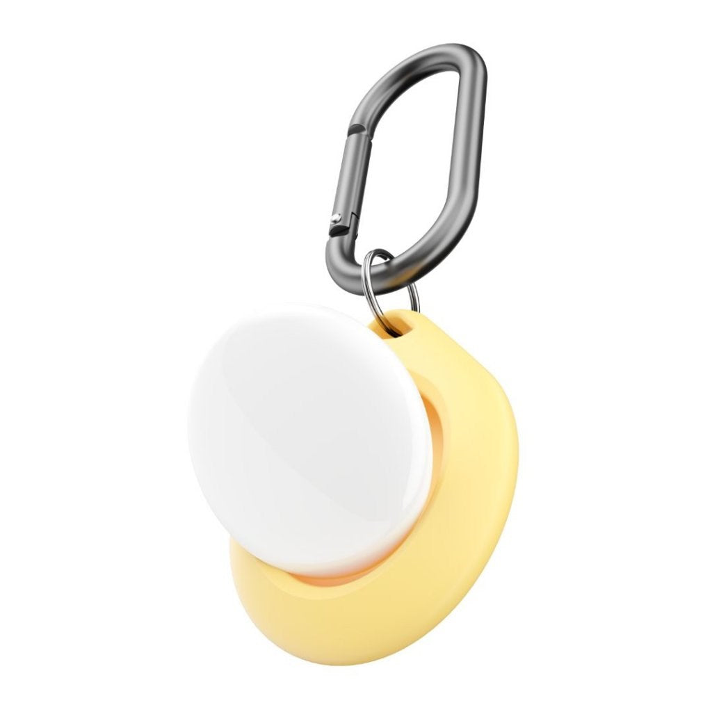 KeyBudz AirTag 1. & 2. Gen. Nøglering m. Karabinhage - Secure Dock - 2 Pack - Silikone - Gul