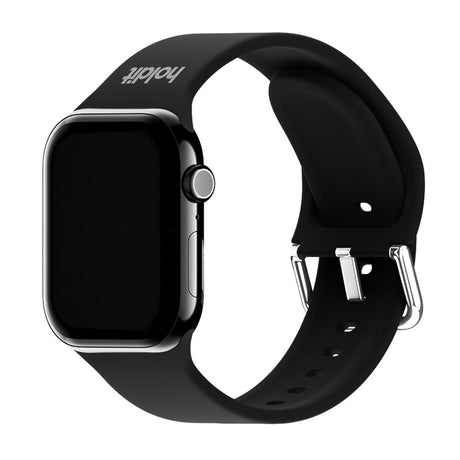 Apple Watch (38/40/SE/41/42mm) Holdit Silikone Rem m. Metalspænde - Black
