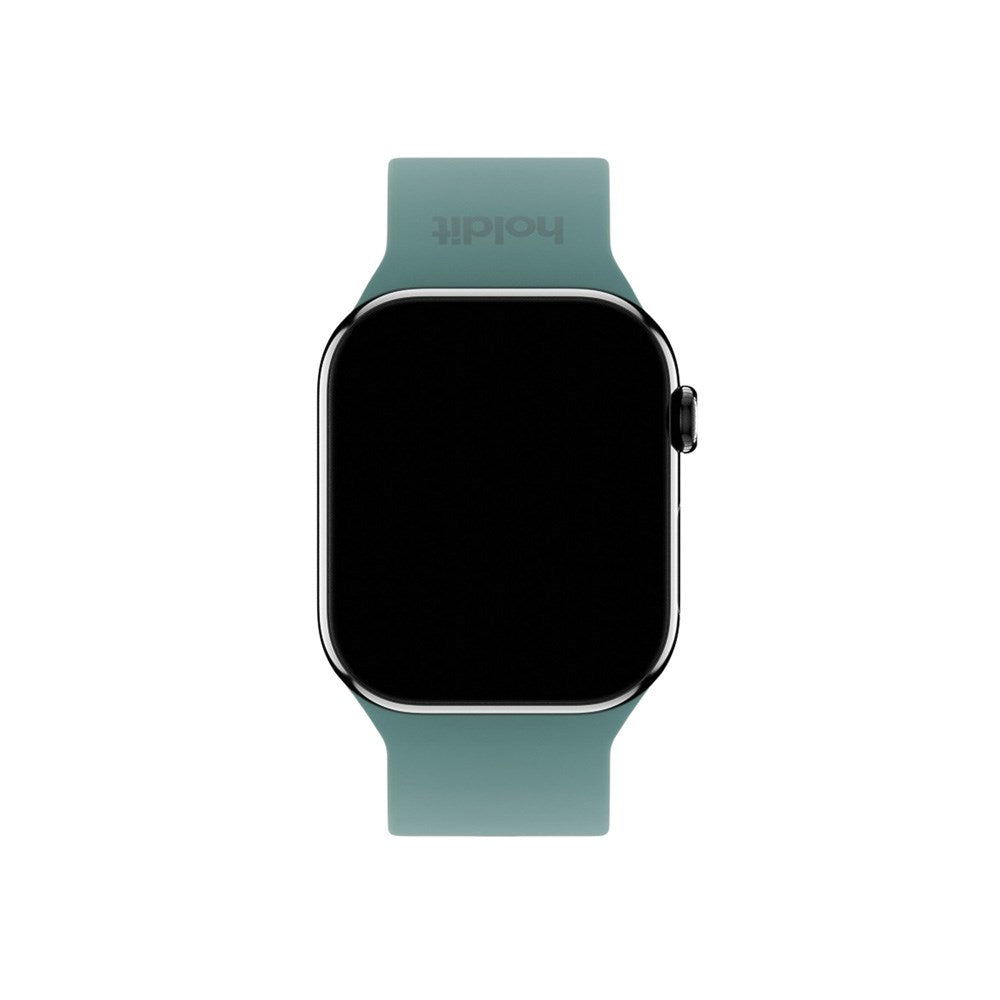 Apple Watch (38/40/SE/41/42mm) Holdit Silikone Rem m. Metalspænde - Moss Green