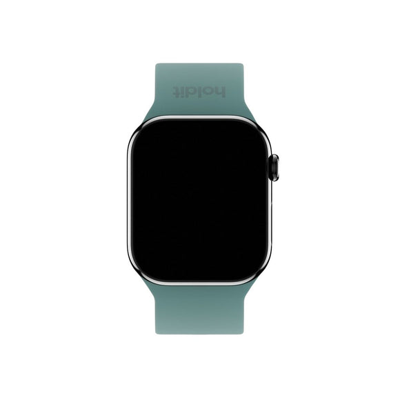 Apple Watch (38/40/SE/41/42mm) Holdit Silikone Rem m. Metalspænde - Moss Green